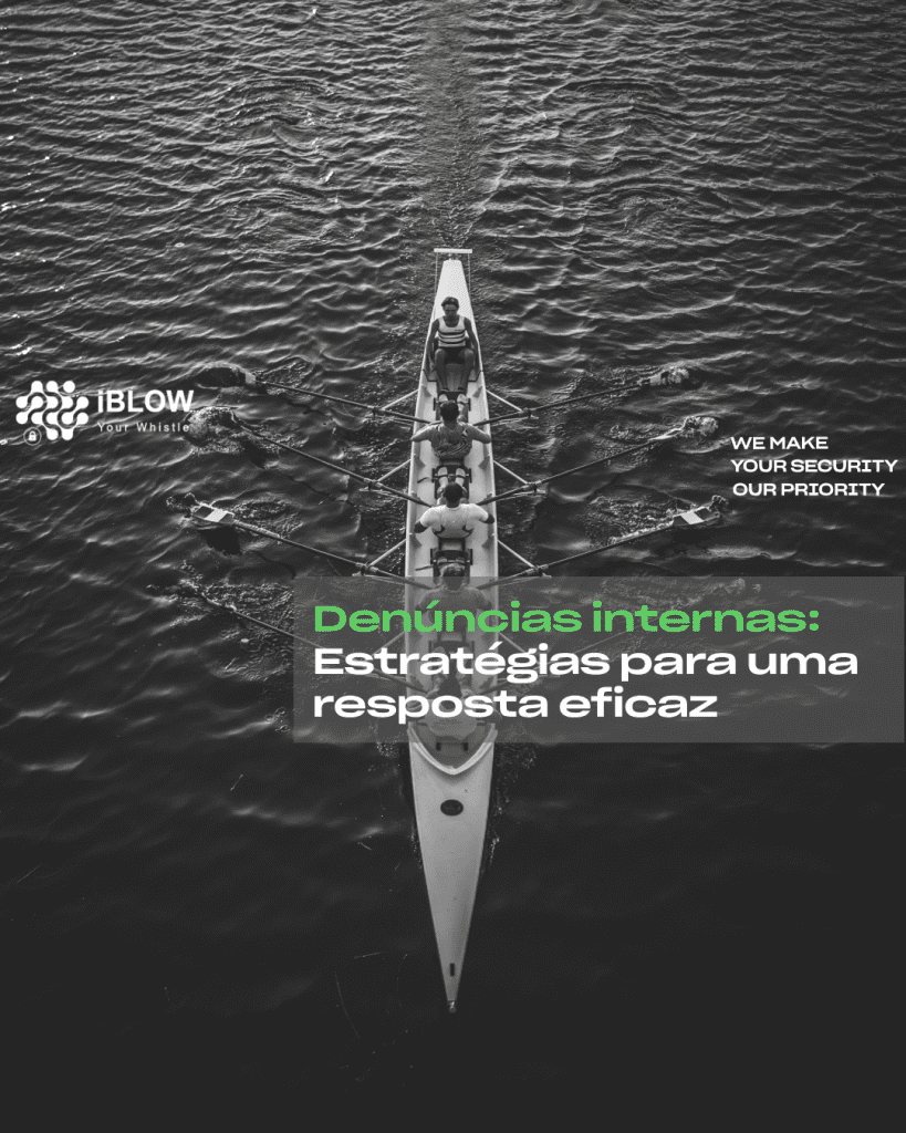 Imagem destaque do artigo iBlow.eu sobre como lidar eficazmente com as denúncias internas com o título "Denúncias internas: Estratégias para uma resposta eficaz", leia para saber mais sobre como lidar eficazmente com as denúncias internas.