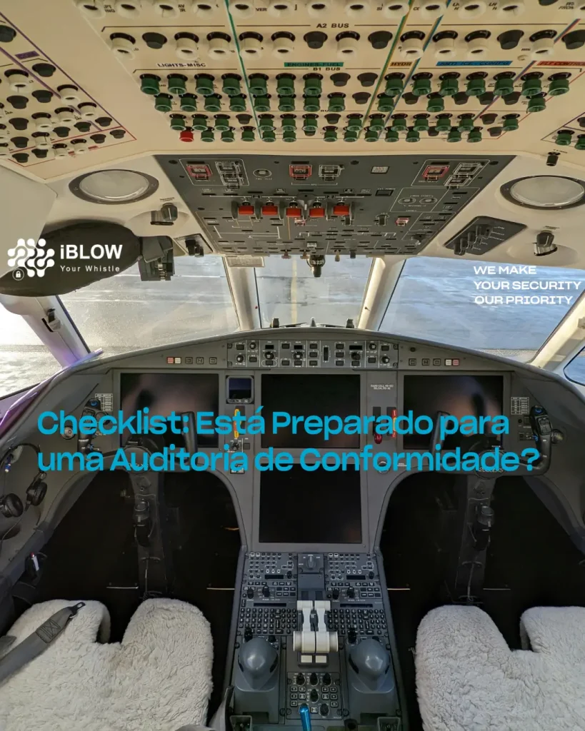 Painel de instrumentos de um cockpit a ilustrar uma checklist auditoria compliance e o controlo interno, em artigo iBlow.eu