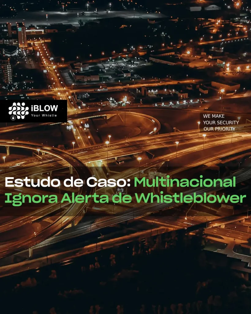 Vista aérea noturna de um nó rodoviário iluminado que simboliza a complexidade das decisões numa multinacional que ignorou um alerta de whistleblower, em artigo iBlow.eu